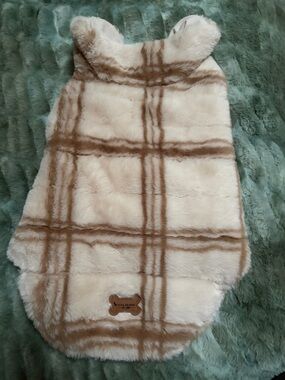 Koolaburra Cream & Brown Plaid Plush Dog Vest